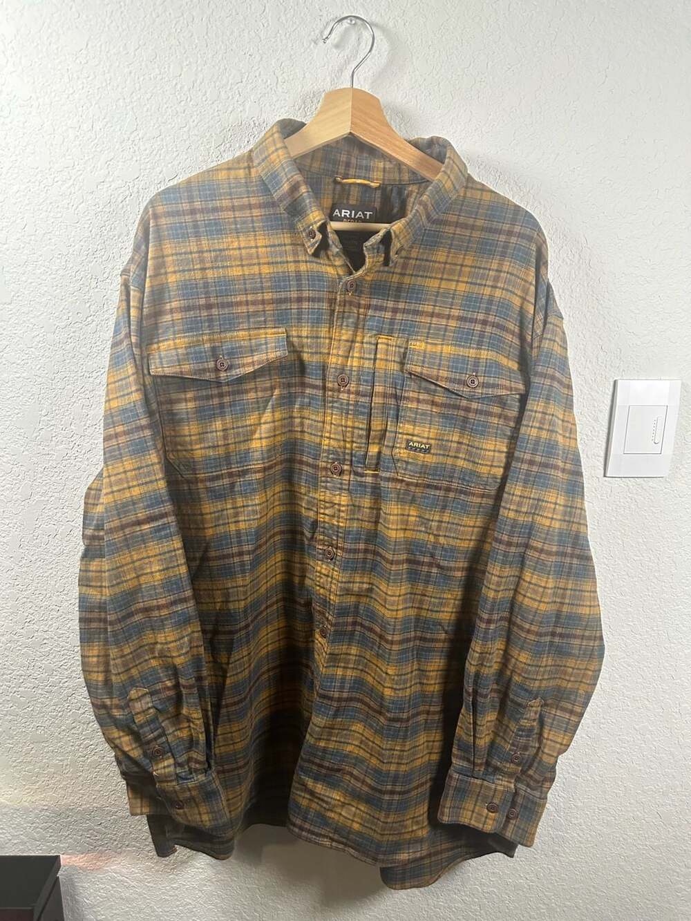 Ariat Rebar Flannel Shirt Size XXL Golden Brown Plaid